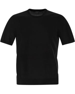 Tagliatore Basic kurzärmeligte Baumwoll -T -Shirt - Schwarz