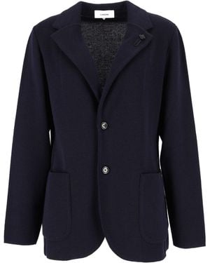 Lardini Wool Tailored Knit Blazer - Blue