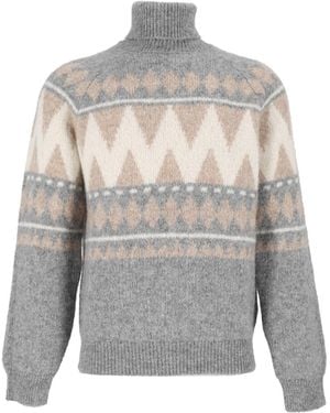 Peserico Geometrisch Gemusterter Rollkragenpullover - Grau