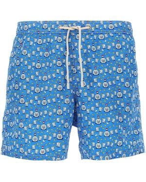 Mc2 Saint Barth Watercolor Tequila Beachwear Celeste-Uomo - Blu