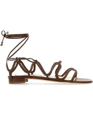 Manolo Blahnik Leather Fawda Sandals - White