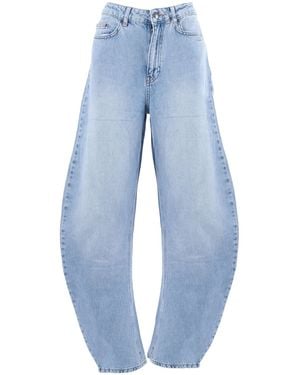 ROTATE BIRGER CHRISTENSEN Draped Barrel Leg Jeans Light Denim (Regular Fit) - Blue