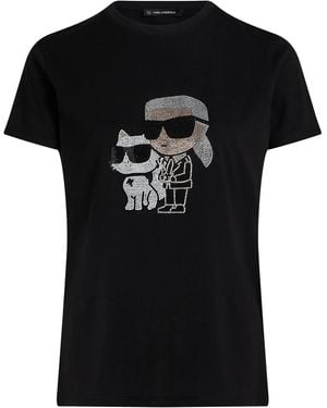 Karl Lagerfeld Schwarz Bio -Baumwollkristall -T -Shirt