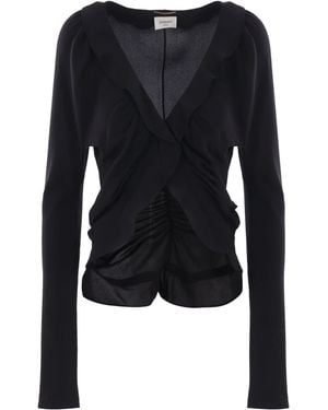 Saint Laurent Crepe De Chine Bluse - Blau