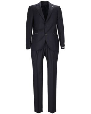 LUIGI BIANCHI SARTORIA Drop 7 Pinstripe Suit - Blue