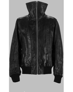 Rick Owens Leather Jacket Dracuflight - Black