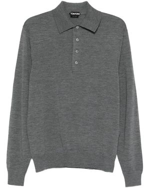 Tom Ford Long Sleeved Polo Shirt - Gray