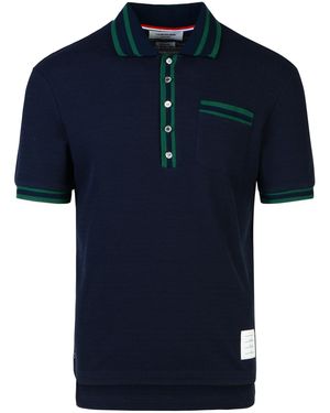 Thom Browne Cotone Miscela Polo - Blu