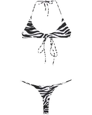 The Attico De Attico Zebra Print Bikini - Wit