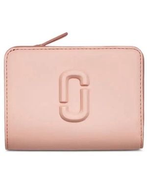 Marc Jacobs Rose Pink Leather Wallet Met Logo - Roze