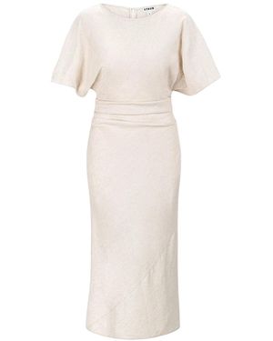 STAUD Amelie Linen Midi -jurk Natuurlijk - Wit