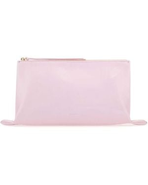 Jil Sander Pastel Leather Medium Clutch - Pink