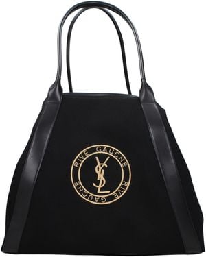 Saint Laurent Schoudertassen Rive Gauche Vrouw Stof Zwart/goud