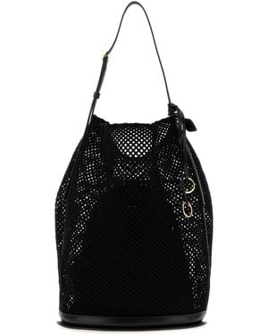 Alaïa Mesh Large Hip Bucket Handbag - Black