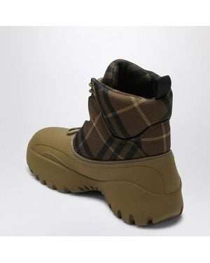 Burberry Scoot Trek Ankle Boot With Check Pattern - Green