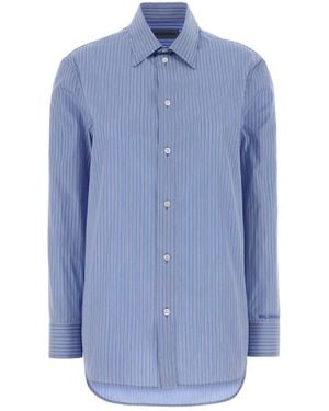 Balenciaga Embroidered Poplin Shirt - Blue