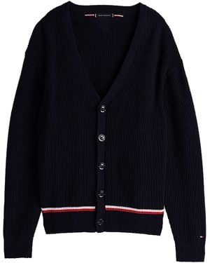 Tommy Hilfiger Entspannte Fit-Strickjacke mit V-Ausschnitt - Blau