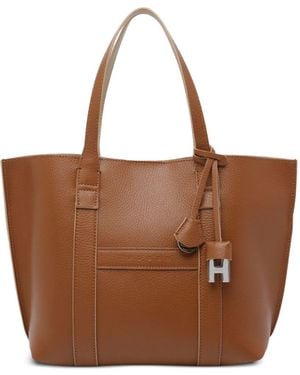 Hogan Script Small Leather Tote Bag - Brown