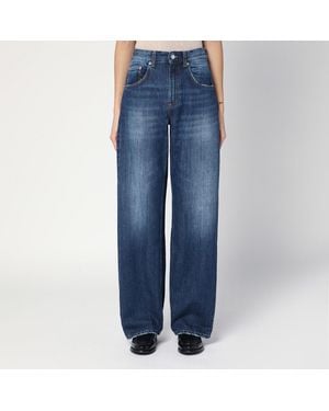 Department 5 Wide Leg Pop Jeans With Washed Effect - Blue