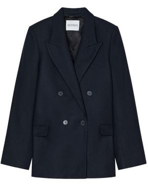 Closed Double-Breasted Blazer Jacket - Blue