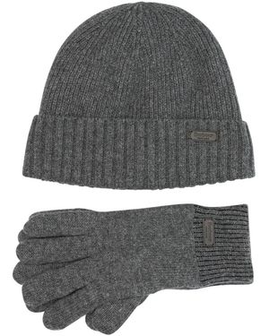 Barbour Carlton Beanie And Gloves Set - Grey