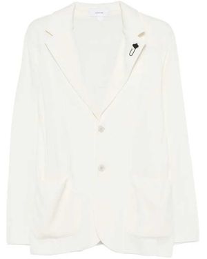 Lardini Chaqueta con broche floral - Blanco