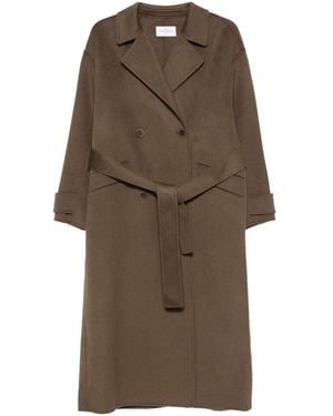 The Dynamis Studio Wool Double-Breasted Wrap Coat - Brown