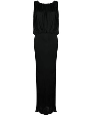 Saint Laurent Draped T-Shirt Gown For Ss23 - Black