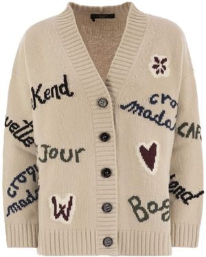 Weekend by Maxmara Wochenende Max Mara Belgio über Strickjacke im Wollgarn - Natur