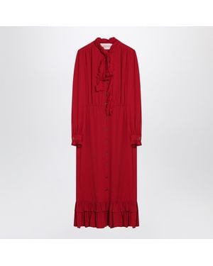 Valentino Dress With Ruffled Bow - Red