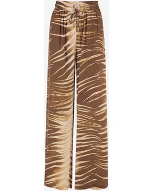 Just Cavalli Pantalones de viscosa con estampado de pinceladas de - Neutro