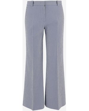 QL2 Donna Gestreepte Broek Van Stretchkatoenmix - Blauw