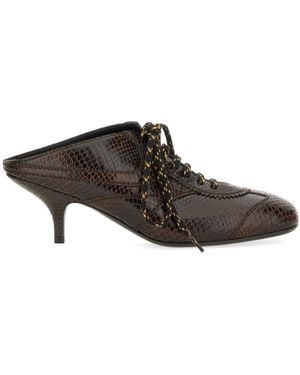 Dries Van Noten Leather Slip-On Mules - Brown