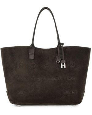 Hogan Address Medium Leather Tote Bag - Black