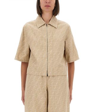Fendi Ff Chambray Jacke - Natur