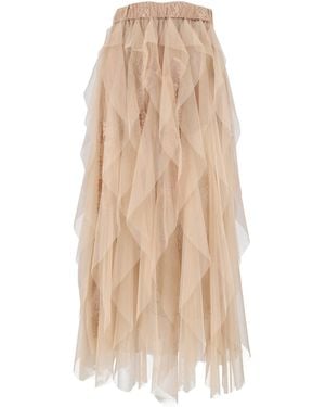 Ermanno Scervino Cascading Ruffle Midi Skirt - Natural