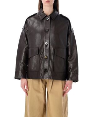 Sessun Sessùn Harriboyd Oversized Lambskin Leather Jacket - Black