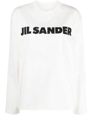Jil Sander Cotton Sweatshirt With Logo Print - Black