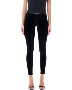 Tom Ford Form-Fitting Velour Leggings - Black