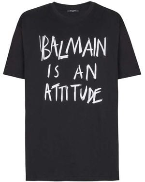 Balmain Bedrucktes T-Shirt - Schwarz