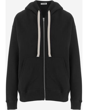 Jil Sander Katoenen Hoodie Met Logo - Zwart