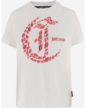 Just Cavalli Printed Cotton T Shirt - Gray