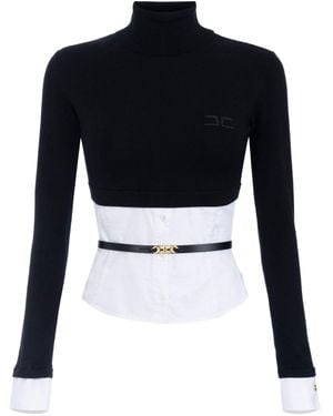Elisabetta Franchi Layered High Neck Jumper - Blue