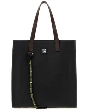 DSquared² Upside-Down Mini Leather Shopping Handbag With-Tone Hardware - Black