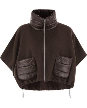 Herno Resort Poncho en laine et cachemre avec des détails en nylon ultra-léger - Marron
