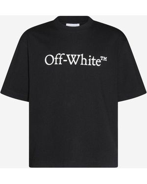 Off-White c/o Virgil Abloh T-Shirt aus cremefarbener Baumwolle mit Logo - Schwarz