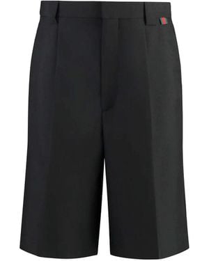 Gucci Short En Serge De Laine Mélangée Avec Bande Web, Taille - Noir
