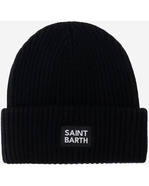 Mc2 Saint Barth Wool Blend Gorro con logotipo - Negro