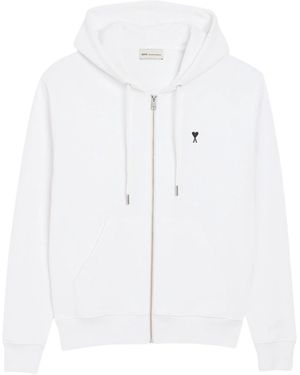 Ami Paris Hoodie With Contrasted Ami De Coeur - White