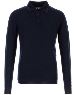 Balenciaga Midnight Wool Polo Shirt - Blue